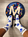 M LOGO SOCKS (White & Blue)
