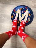 M LOGO SOCKS (Red & Pink )