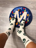 M LOGO SOCKS ( Cream & Green )
